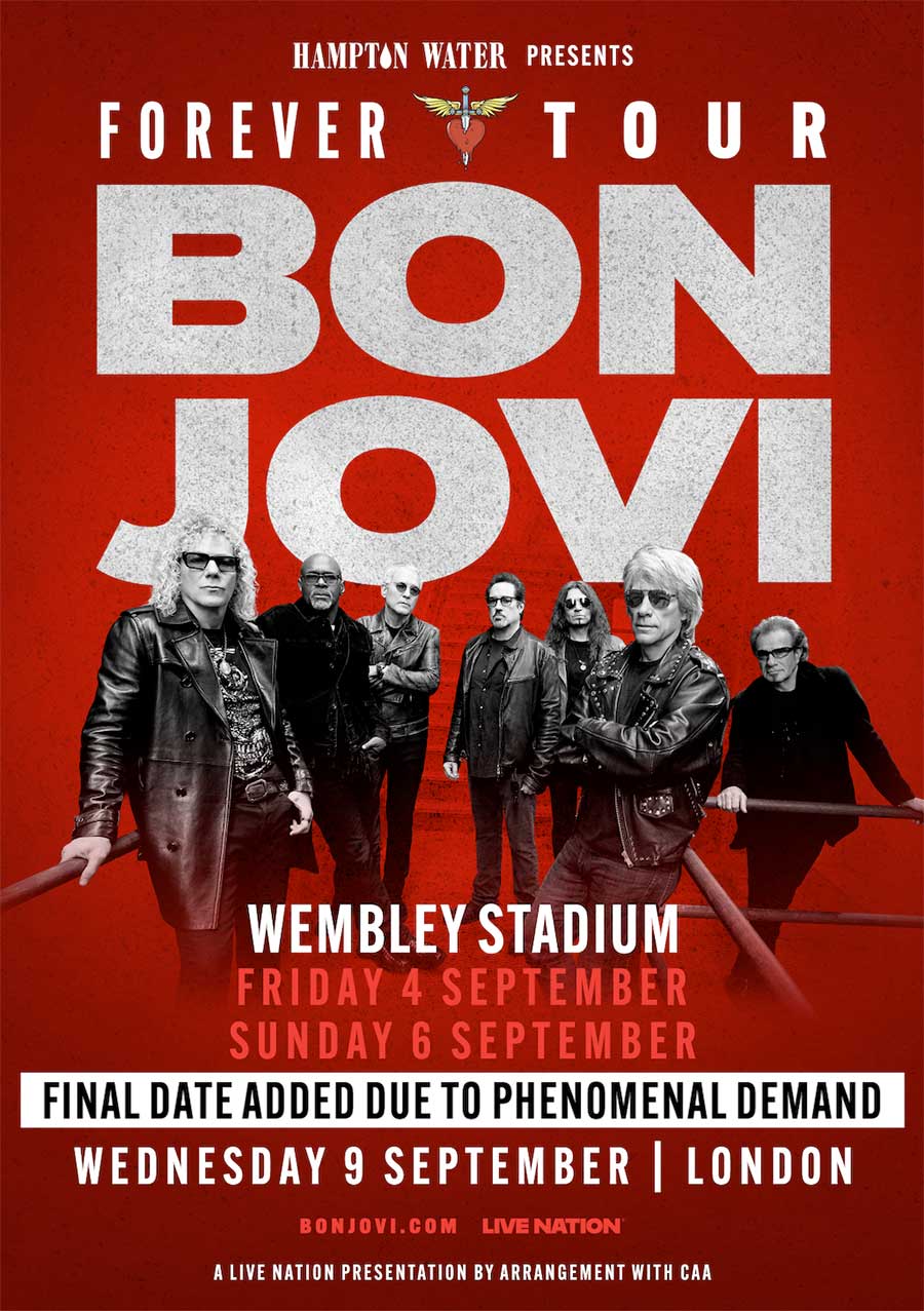 Bon Jovi add 2nd and 3rd Wembley date poster