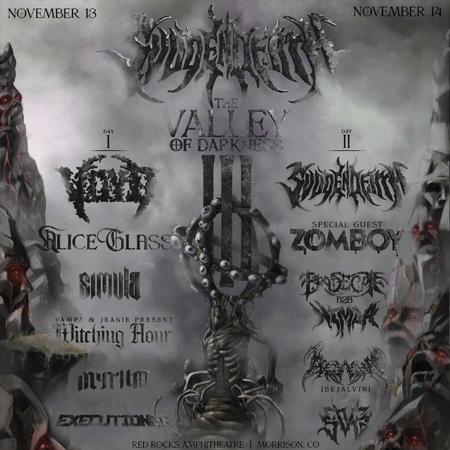 SVDDEN DEATH Red Rocks For Valley Of Darkness III poster