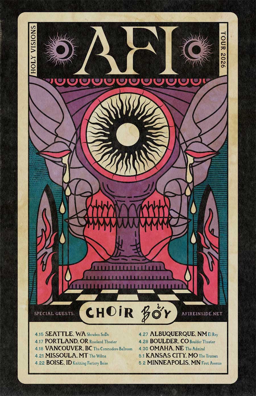 AFI and Choir Boy 2026 USA Tour poster